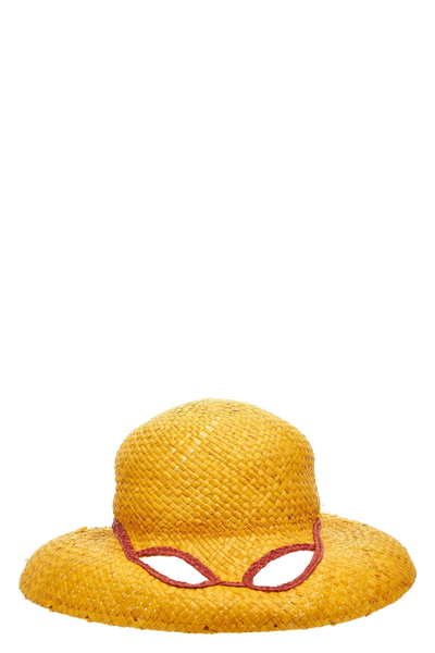 Marni Raffia Bucket Hat In Yellow
