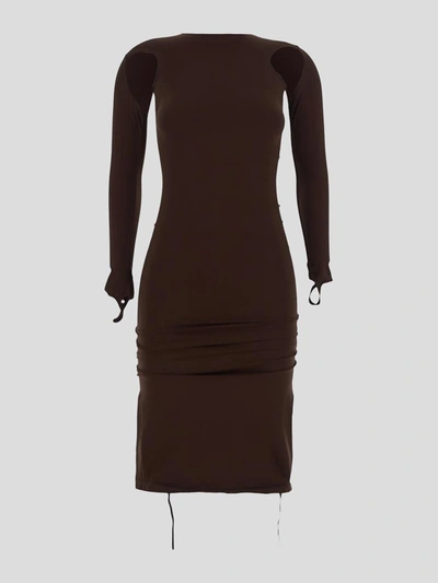 Andrea Adamo Cutout Midi Dress In Brown