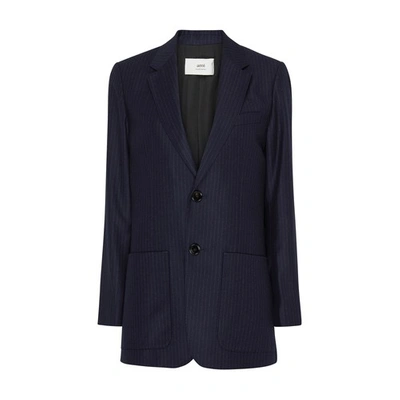 Ami Alexandre Mattiussi Two Buttons Jacket In Night_blue_ivory