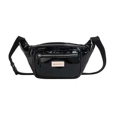 Marni Logo Belt Bag In Black