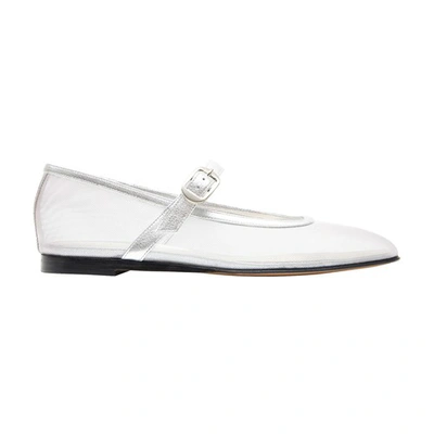 Le Monde Beryl Mesh Mary Jane Ballerina Flats In Silver