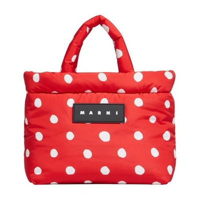 Marni Polka-dot Print Tote Bag In Red