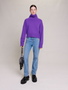 Maje Intarsia-knit Cashmere-blend Turtleneck Sweater In Purple