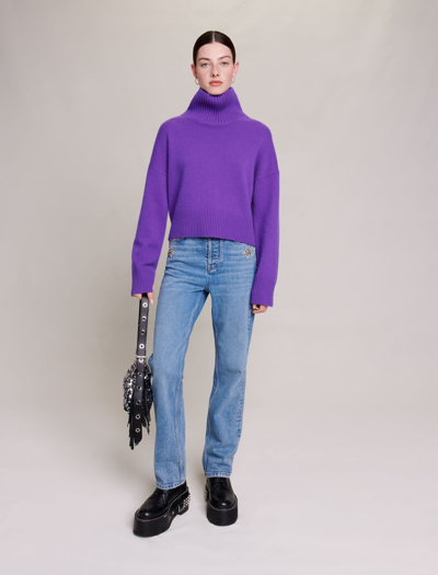 Maje High Neck Cashmere Sweater For Fall/winter In Purple