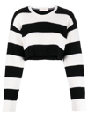 VALENTINO STRIPED WOOL CROPPED JUMPER