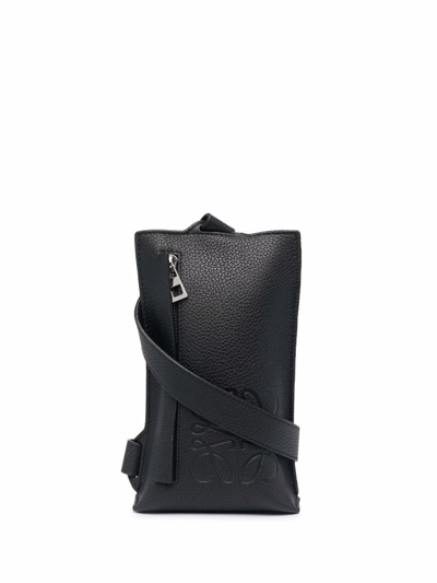 Loewe Vertical T Leather Crossbody Bag In Black