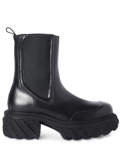 Off-white Tractor Motor Stiefel In Black