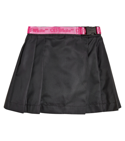 Off-white Kids' Bookish Logo Waistband Miniskirt In Black Fuch