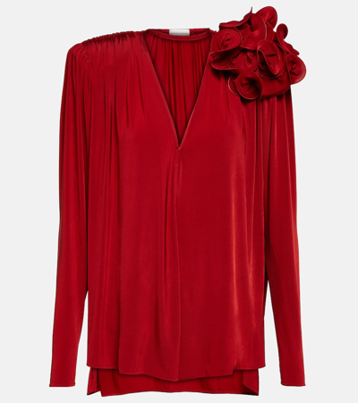 Magda Butrym Floral-applique Blouse In Red