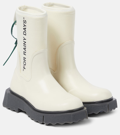 Off-white Slogan-print Ankle Boots In White