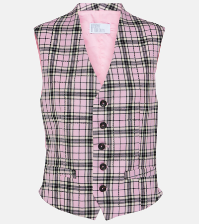 Giuseppe Di Morabito Checked Wool Waistcoat In Pink
