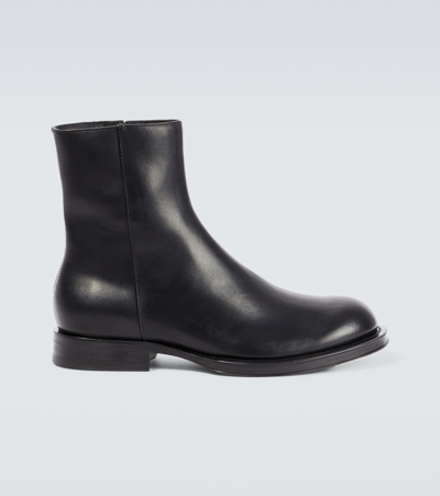 Lanvin Medley Leather Ankle Boots In Black