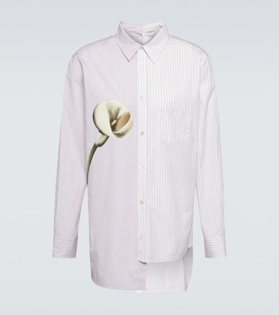 Lanvin Asymmetric Printed Cotton Poplin Shirt In White