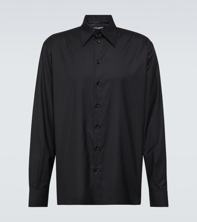 Dolce & Gabbana Silk-wool Blend Shirt In Black