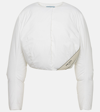 Prada Cropped Padded Cotton Jacket In White