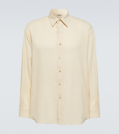 Auralee Long-sleeved Wool Shirt In 24589206 Ivory White