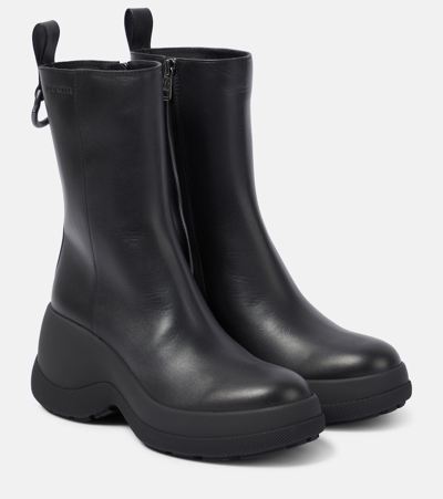 Moncler Resile Leather Ankle Boots In Black