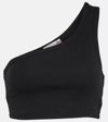 Ag X Emrata Miranda One-shoulder Crop Top In Black