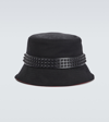 Christian Louboutin Bobino Spikes Leather-trimmed Cotton-canvas Bucket Hat In Black