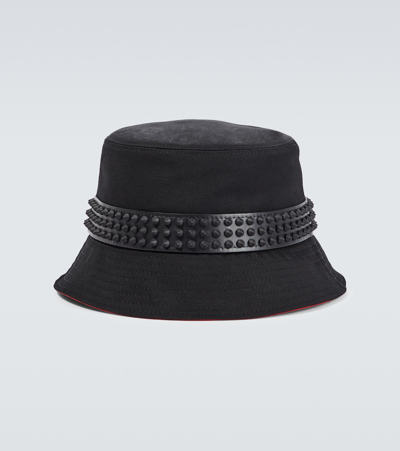 CHRISTIAN LOUBOUTIN BOBINO SPIKES CANVAS BUCKET HAT