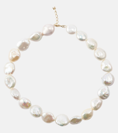 Mateo 14kt Gold Necklace With Pearls In White