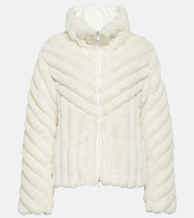 Moncler Pedrix Quilted Fuzzy Puffer Jacket In White