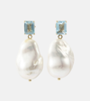 Mateo 14kt Gold Earrings With Pearls And Topaz In White