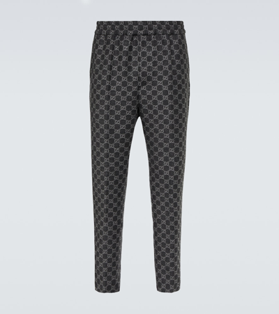 Gucci Gg Flannel Wool Jogging Trouser In Grey