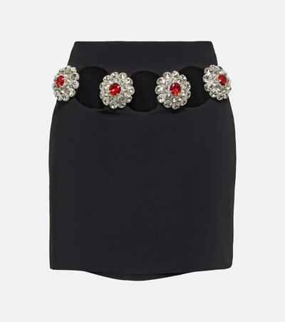 David Koma Crystal-embellished Cutout Mini Skirt In Black