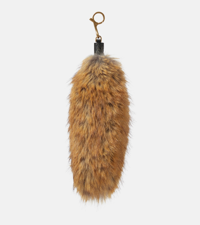 Burberry Faux-fur Bag Charm In Brown