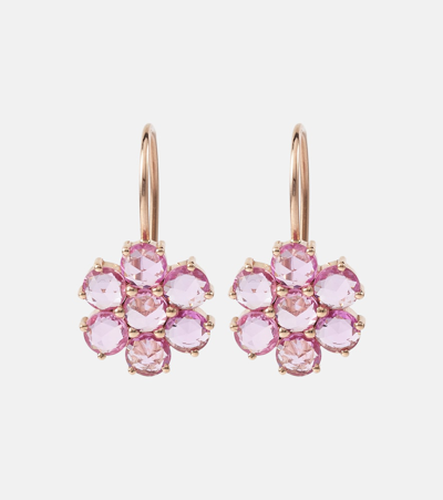 Ileana Makri Daisy Bloom 18kt Rose Gold Earrings With Sapphires In Pink