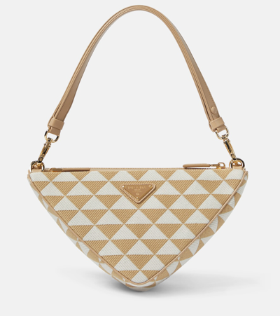 Prada Symbole Leather Mini-bag In Beige