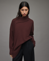 Allsaints Whitby Cashmere Wool Roll Neck Jumper In Burgundy
