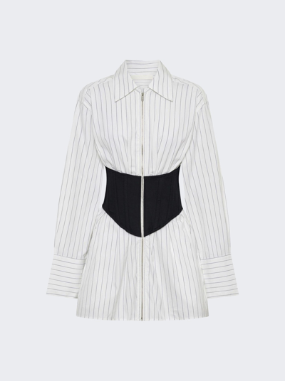 Dion Lee Corset Striped Cotton Shirt In White