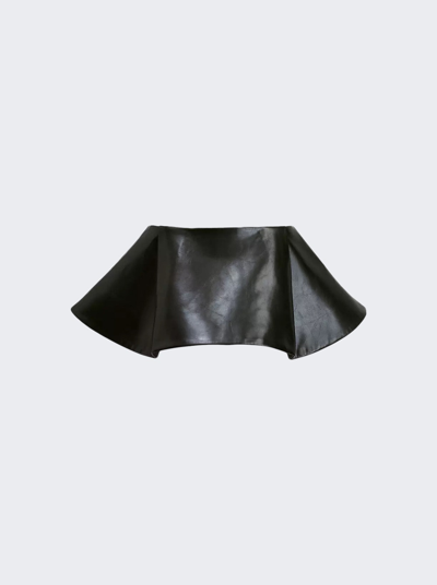Khaite Rafla Pleated Leather Mini Skirt In Black