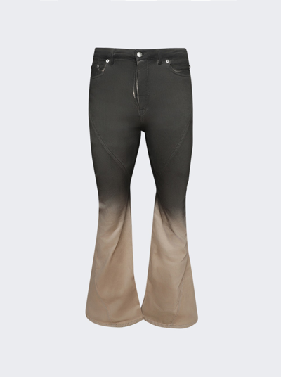 Rick Owens Stretch-cotton Flared Jeans In Black / Pearl Degrade