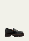 Gucci 35mm Sylke Leather Loafers In 1000 Nero