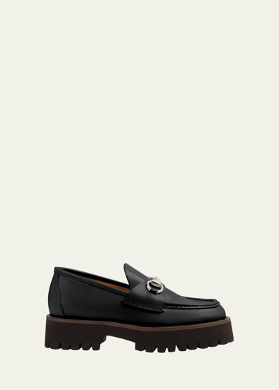 Gucci 35mm Sylke Leather Loafers In Black  