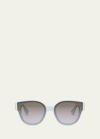 Fendi First Blue Acetate Round Sunglasses In Sblu/brng