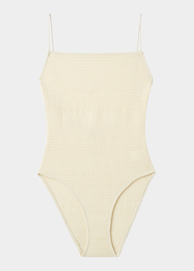 Totême Smocked One-piece Swimsuit In Tofu