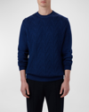 Bugatchi Cable Stitch Merino Wool Sweater In Night Blue