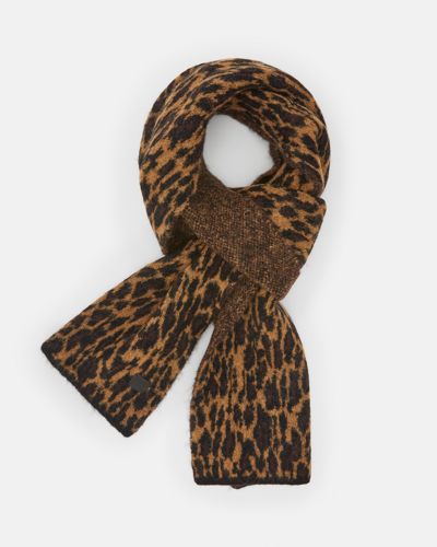 Allsaints Anita Leopard Print Brushed Scarf In Brown