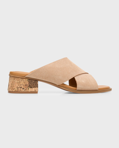 See By Chloé Liana Suede Crisscross Slide Sandals In Nude
