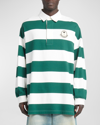 Moncler Genius Moncler X Palm Angels Men's Block Stripe Polo Shirt In Bright Green