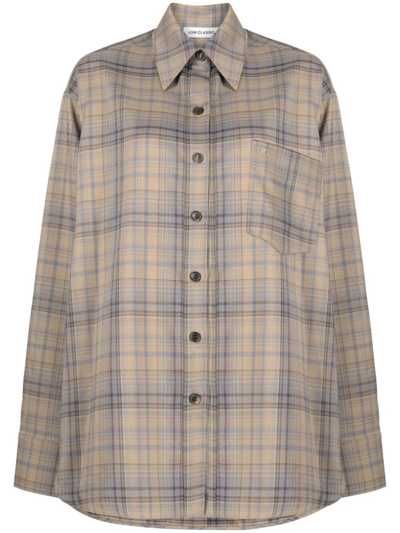 Low Classic Beige Check Shirt In Brown