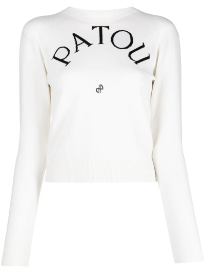 Patou Jacquard Long Sleeves Sweateshirt In White