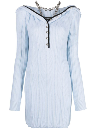 Y/project Chain-embellished Wool Minidress In Blue