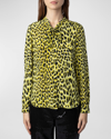 Zadig & Voltaire Taos Animal Print Silk Top In Jonquil