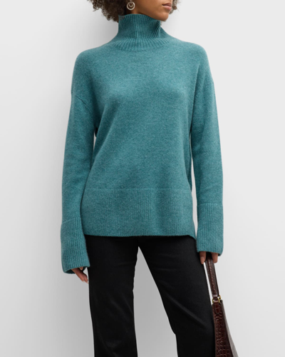 Naadam Cashmere Side-button Turtleneck Sweater In Teal