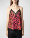 Zadig & Voltaire Christy Animal Print Silk Camisole In Rose